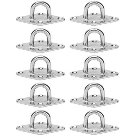 Crochet de Fixation Murale de Plafond Robuste Anchor Pad Eye Plate Acier Inoxydable 304 M5 5mm 3/16" (10 pièces)