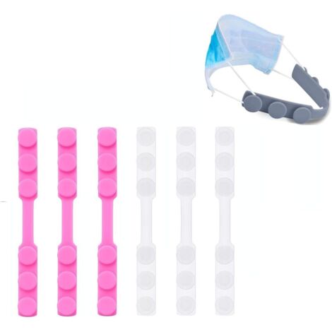 Crochet de Masque Sangle d'oreille Boucle d'extension de Réglable crochet pour Prévenir La Douleur Oreille Adultes et Enfants (6 blanc rose)-Fei Yu