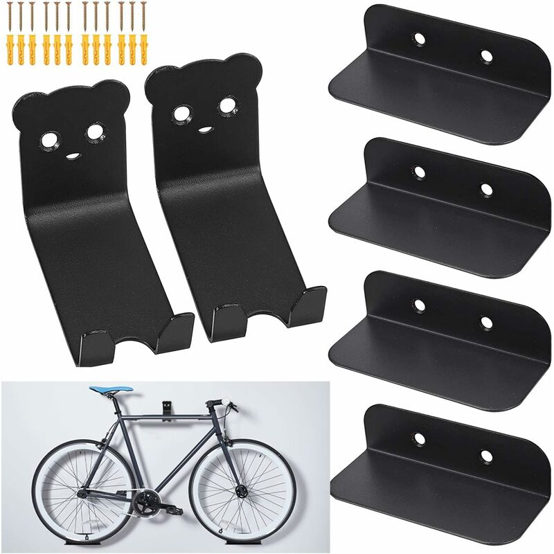Crochet de pédale de fixation murale pour vélo, 6 pièces de supports de fixation murale pour vélo pour vélo, stockage mural, porte-pneus, noir