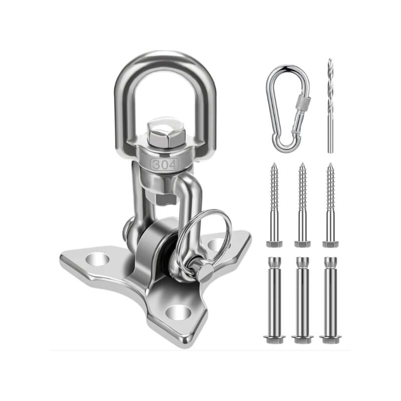 Crochet De Plafond avec SUS304 Acier Inoxydable 450KG Capacité 360 ° Rotation, Plafond Ensembles Bois béton pour Hamac Crochets à Suspendre Kit avec