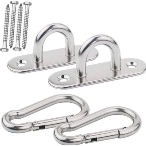 SeeRaphee Lot De 4 Plaques D'Ancrage Acier Inoxydable 304 - Œillet 6mm, Pour Fixation Murale/Plafond