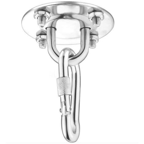 Crochet de Plafond, Crochet de Fixation Murale pour Hamac Suspendu,Yoga,Chaise Accrochante et Sac de Boxe, 450KG Capacité Acier Inoxydable Kit de Suspension Trainer avec Mousqueton et Vis de Fixation