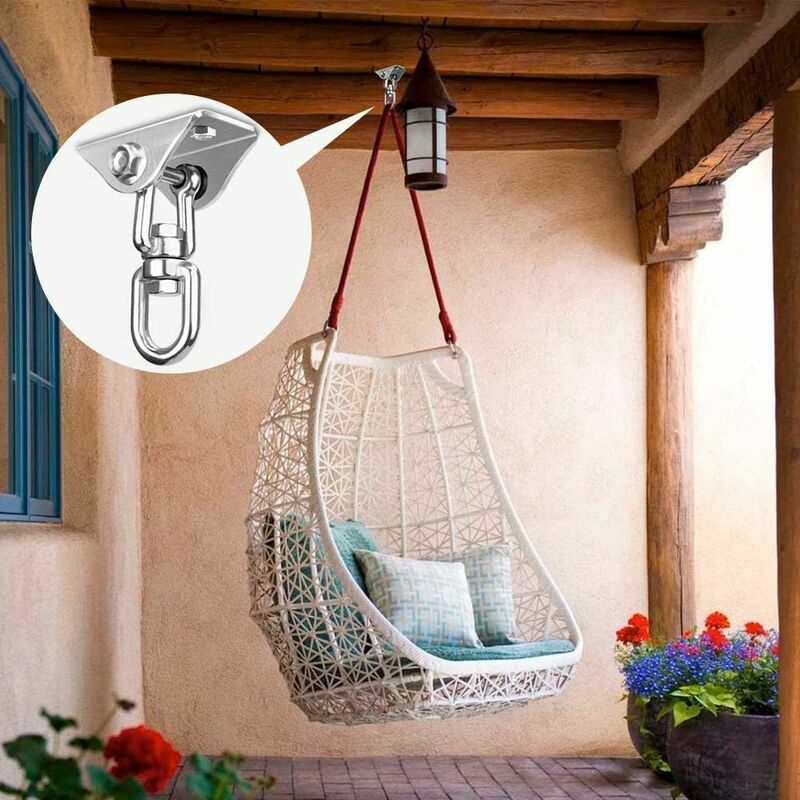 Odipie - Crochet de plafond en acier inoxydable, capacité de 250 kg, crochet à bascule pivotant à 360° pour béton, hamac, chaise de porche,