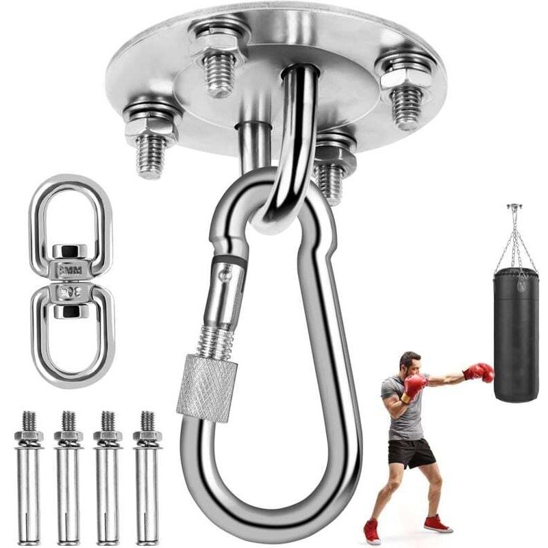 Crochet de plafond robuste en acier inoxydable, capacité de 400 kg, pivotant à 360°, pour suspendre une chaise, une balançoire, un sac de frappe, un