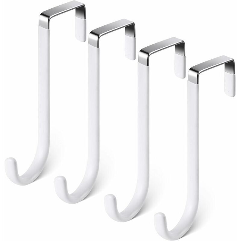 Crochet de Porte, 4 x Patère Porte en Acier Inoxydable, Crochets pour Rebord de Porte Tiroir, Porte Manteau pour Porte, Tiroir, Placard Armoire,