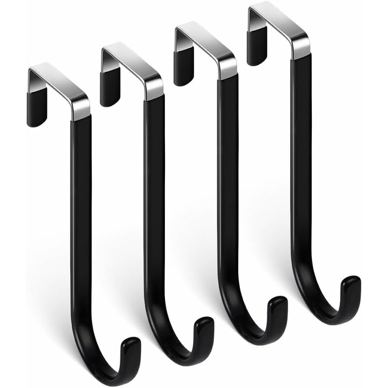 Crochet de Porte, 4 x Patère Porte en Acier Inoxydable, Crochets pour Rebord de Porte Tiroir, Porte Manteau pour Porte, Tiroir, Placard Armoire,