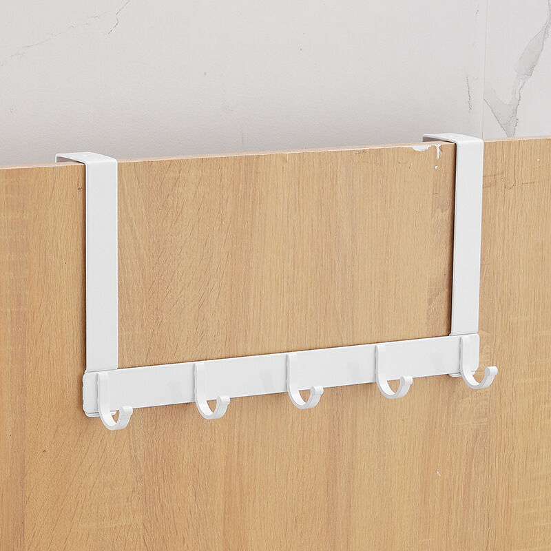 Crochet de porte avec 5 Crochets, Portemanteau de porte, Crochet de porte en aluminium sans perçage, adaptée pour Porte de salle de bain, porte de
