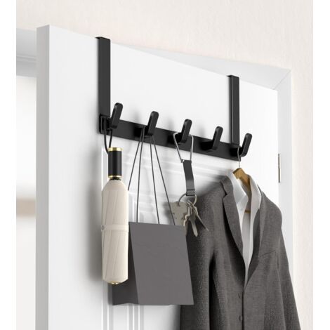 Crochet De Porte Avec Bras Allongé, Rangement Pour Accessoires De Salle De Bain Et Porte-Serviettes - 1 Pièce, Noir Mat