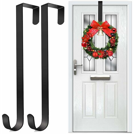 Crochet de porte de cintre en couronne pour porte de Noël, 2 pièces Hormis de wreat en métal pour porte d'entrée, crochet de courcue