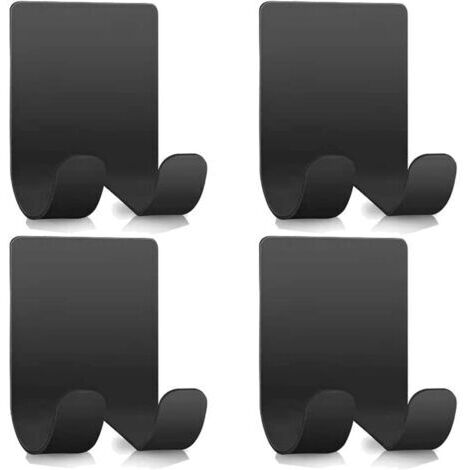 Crochet de porte Double (4 pièces) — En acier inoxydable waterproof noir, pour serviettes et organisation de la salle de bain