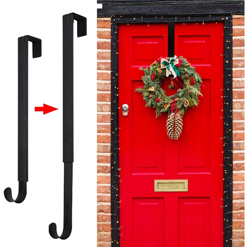 Crochet de porte multifonctionnel - Idéal pour les couronnes et décorations de Noël - Installation sans perçage