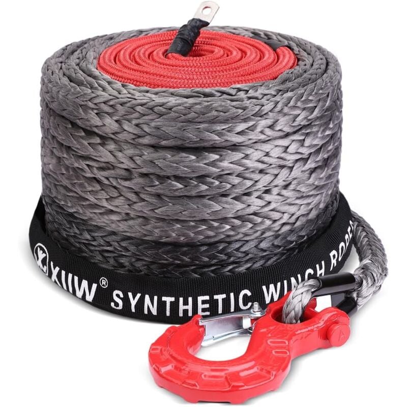 Xiiw - Crochet de protection amélioré, corde synthétique uhmwpe 20 500 lb, corde synthétique 10 mm x 28 m, corde de treuil pour treuil, corde