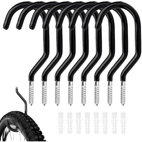Crochet de Rangement Mural Robuste, 8 Pièces Crochets à Vélo Pour Garage, Crochets de Plafond Robustes avec 8 Tubes d'Expansion pour Garage (Noir)