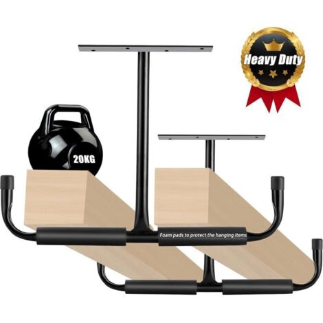 Crochet De Rangement Pour Plafond De Garage En Fer – Support Robuste Pour Vélos, Outils, Bois Et Objets Lourds – Lot De 2 Noir