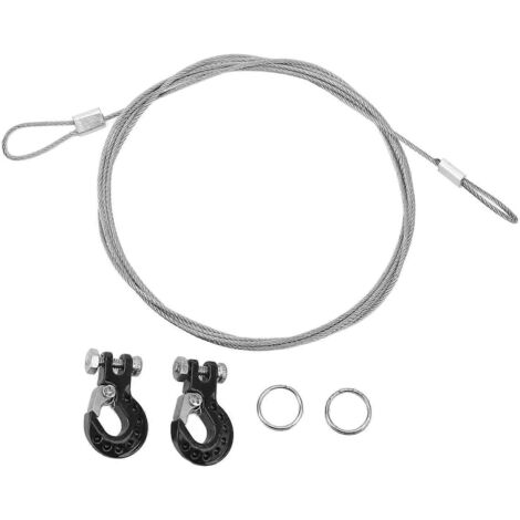 Crochet de remorque RC 20242 pièces en alliage d'aluminium robuste avec câble en acier pour voitures télécommandées 1/10, noir