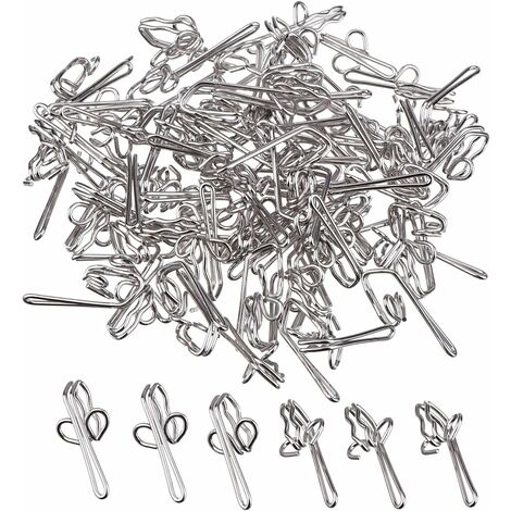Crochet de Rideaux en Métal Crochets de Draperie,Irisfr（100pcs，Argent）