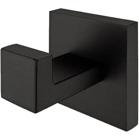 Crochet de serviette noir en acier inoxydable 304, accessoires de salle de bain carrés de luxe en chrome moderne