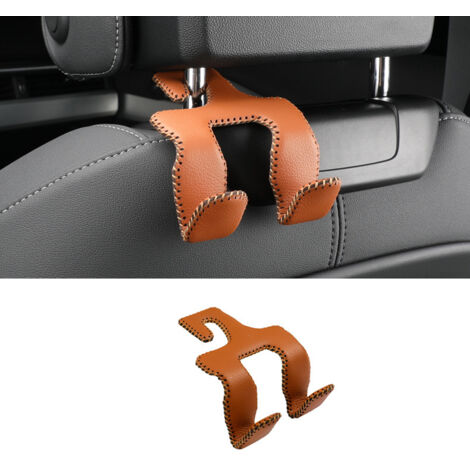 Crochet de siège arrière, Crochets de voiture pour appuie-tête Universal Seat Retour Crochets Cintres Siège voiture Appui-tête Crochets Organisateur de Siège Arrière de Siège de Voiture-Marron
