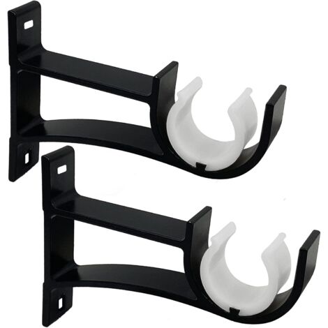 Crochet de support pour tringle à rideau, lot de 2, fixation robuste noire, compatible tringle 2,54 cm, accessoire rideau