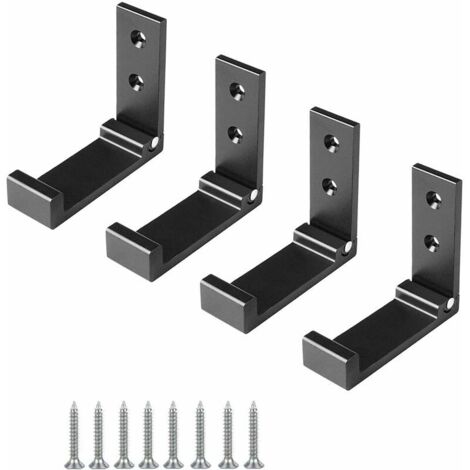Crochet de Suspension Mural en Alliage D'aluminium Patères Pliables à 90 ° avec vis pour Armoire de Porte Murale Cuisine Salle de Bain Bureau Mural Vestiaire Salle de Bain, 4 Pièces (Noir),