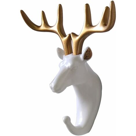 Crochet de Suspension, Patères Porte, Porte Manteau Mural Cerf Animal Tête sans Couture Solide Crochet Manteau Écharpe Casquette Pendaison Support Chambre Mur Décor Cadeau