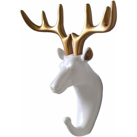 Crochet de Suspension, Patères Porte, Porte Manteau Mural Cerf Animal Tête sans Couture Solide Crochet Manteau Écharpe Casquette Pendaison Support Chambre Mur Décor Cadeau
