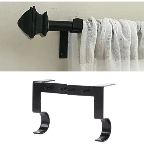 Crochet de suspension pour rideau - Double - Support en acier noir 20kg - Installation facile