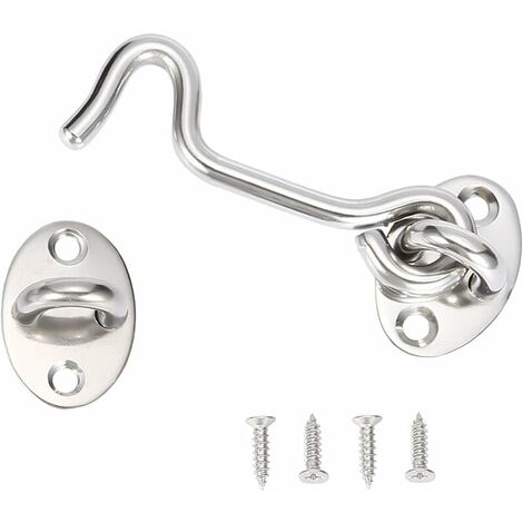 Crochet de tempête avec œillet, crochet de cabine en acier inoxydable, crochet de porte de fenêtre argenté, crochet de tempête pour porte battante en bois, volets de fenêtre en bois, loquet de porte d