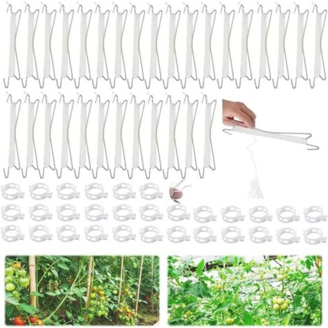 Crochet de tomates,30 Pièces Crochet de Support de Tomate,avec 30 Clips pour Plantes,Crochets de Support pour tomates avec Ficelle,Support à Tomate,Crochet pour Tomate/Concombres/Vignes
