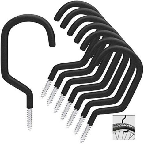 Crochet de vélo 8 pièces, support de vélo adapté à une utilisation polyvalente, à visser, pour abri, garage, jardin, revêtement plastique pour support mural/plafond