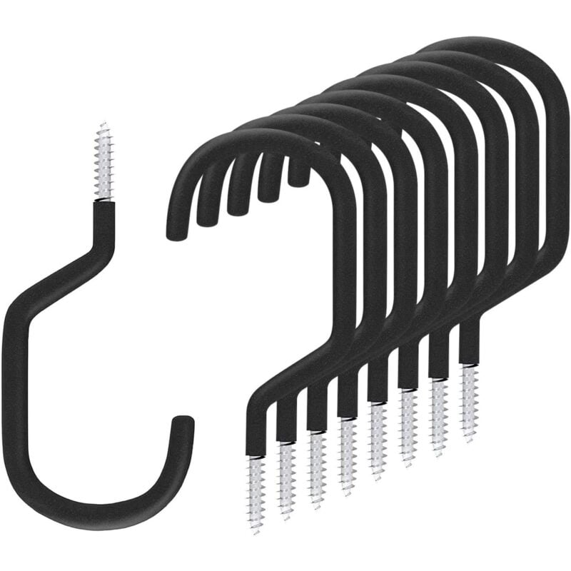 Crochet de vélo rack de crochet de rangement, revêtement en caoutchouc lourd grand crochet à vis pour mur de garage et de stockage de vélo de