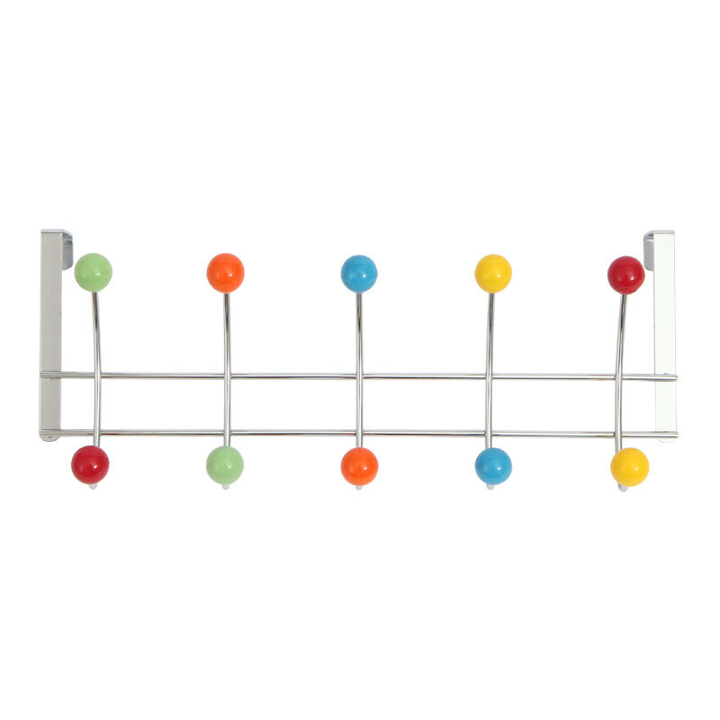 Crochet derrière la porte, patère, rouleau, bois coloré, acier chromé, dimension : 44184.6cm