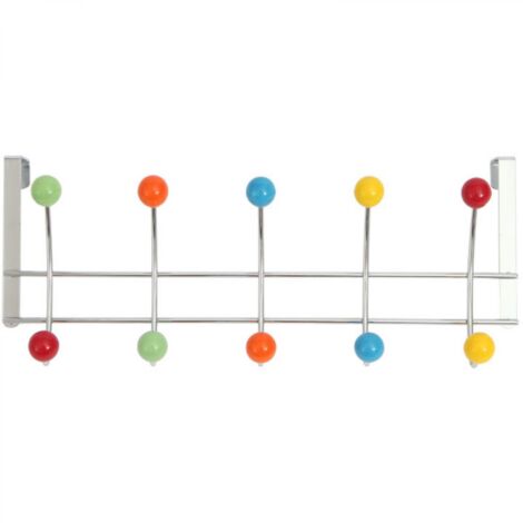 Crochet derrière la porte, patère, rouleau, bois coloré, acier chromé, dimension : 44184.6cm