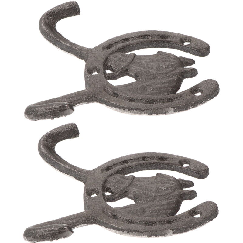 Crochet double tête de cheval pour chapeau et manteau en fonte, décoration rétro élégante, serviette pour enfant, peignoir, 2 pièces