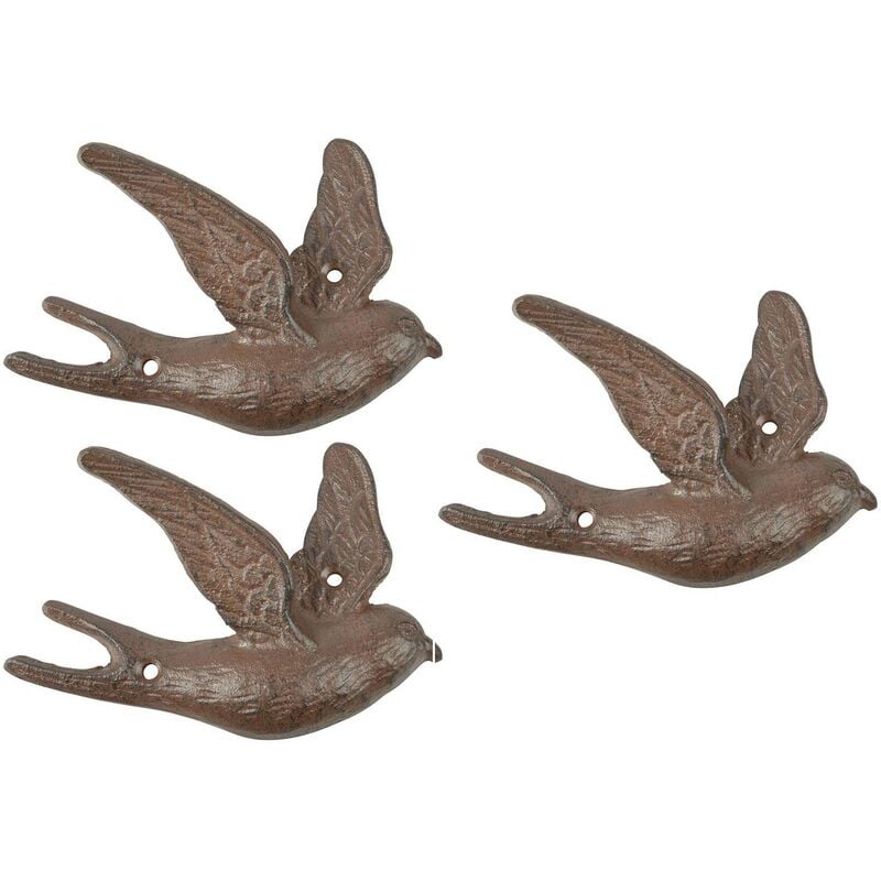 Crochet en fonte vol d'oiseau (Lot de 3)