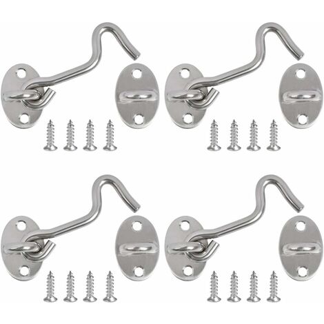 Crochet Fermeture Porte, 4PCS Crochet Cabine Verrous et Boulons pour Serrures Porte Loquet Portail Support Fenêtre pour Entretoise Silencieux Verrouillage Verrou Portail, 3 Pouce/Acier INOX