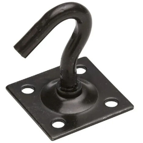 Crochet à visser fixe noir en acier zingué 7 mm – Platine 45x45 mm pour fixation durable – Applications industrielles et agricoles – Chapuis