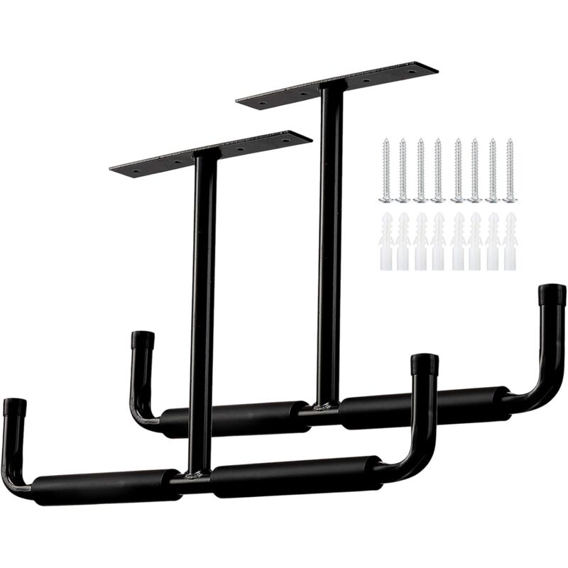 Cyslmuk - Crochet Garage, Crochet Double Velo Mural de Rangement en Acier avec eva Revêtement Antidérapant, Crochets Utilitaires de Stockage pour