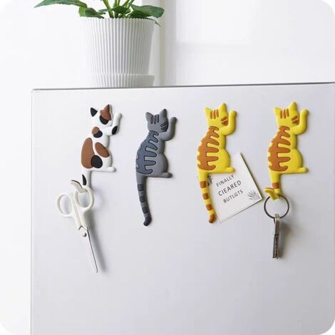 Crochet magnétique de réfrigérat en forme de queue de chat, crochet de rangement multifonctionnel 4pcs