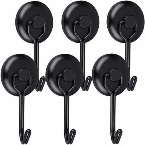 Crochet magnétique puissant 14 kg 20D pour réfrigérateur, aimant néodyme noir, aimant rotatif, lot de 6 -