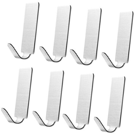 Crochet mural adhérent en stainless steel 304 4,4x2,5x1,1cm pack 8 - Forte puissance fixation sans perçage pour salon cuisine