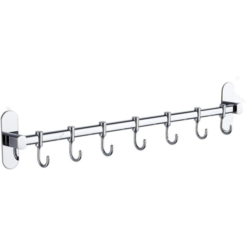 Crochet mural argenté, 1 pièce, support de rangement pour tringle de rangement, crochet d'entrée, porte serviettes, support de toilette, rangement de