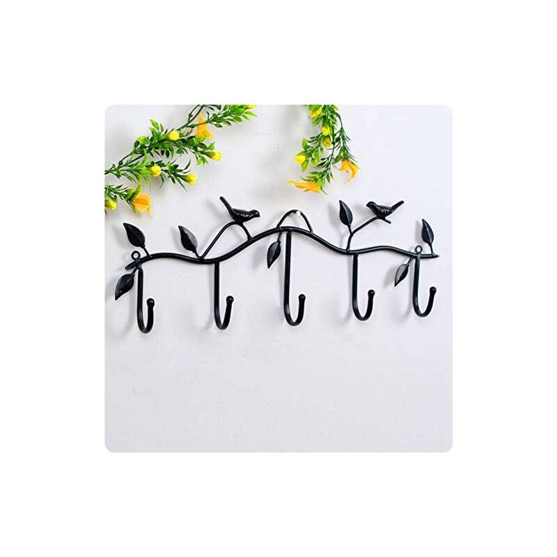 Crochet mural avec 5 chevilles Crochets en fer d'intérieur attrayants pour articles ménagers Sacs Clés pour vêtements
