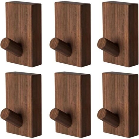 Crochet mural en bois de noyer et de hêtre nordique for manteau, vêtements d'entrée, jupe, chapeau, poinçon conique, décoration d'hôtel, porte-robe(Walnut 6pcs)
