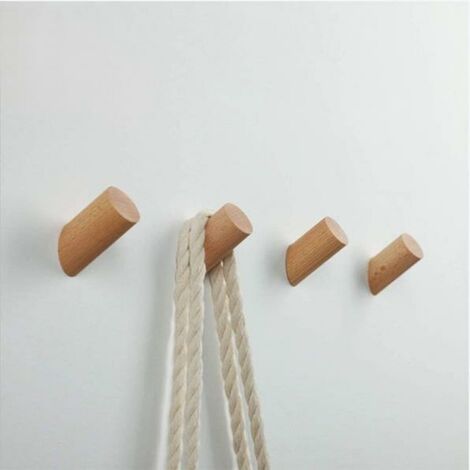 Crochet Mural en Bois Patères Porte Manteaux pour Le Tissu Chapeau Sac Décoration Porte d'entrée - 4 PCS Hêtre (Orme Jaune, 8cm) sunflower