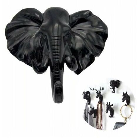 Crochet Mural en Forme d'animal Patère animal clé éléphant noir Matériau en résine