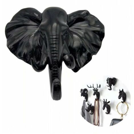 Crochet Mural en Forme d'animal Patère animal clé éléphant noir Matériau en résine