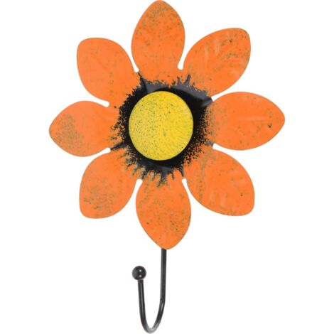 Crochet Mural Fer Forme Fleur Orange Patère Décorative Robuste pour Salle