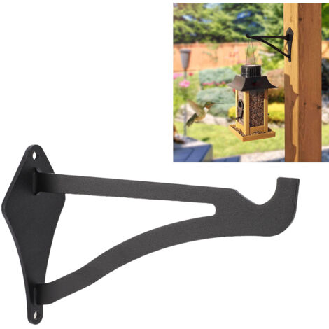 Crochet mural métal extérieur modèle A402 - 162mm support en acier noir pour plantes et lanternes (lot de 2)