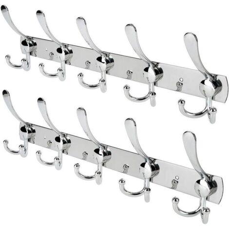 Crochet Mural Patères Porte Manteaux En Acier Inoxydable Pour Porte-manteau/Serviettes/Chapeau Argent (2 Pack 15 Crochets)